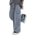 Grunge Baggy Jeans Y2K Emo Alt Cargo Pant Fairycore Demin Cloting Aesthetic Jogger Sweatpants Hiphop Tripp Streetwear (BlueXL)