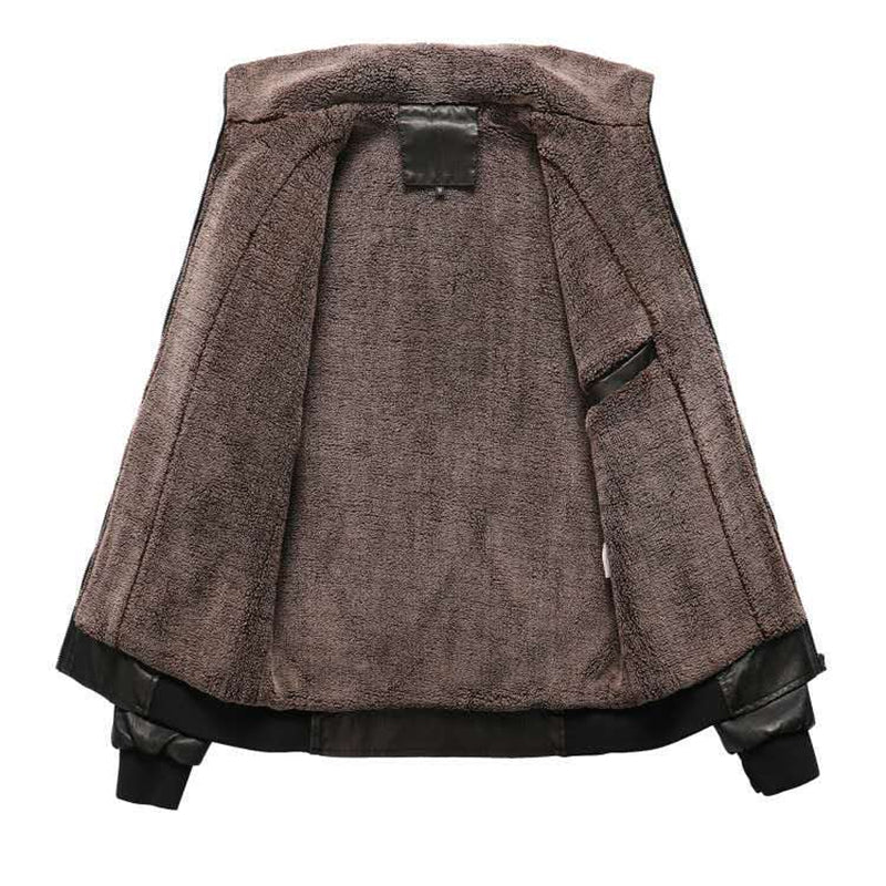Men's Thick Warm PU Jacket for Winter