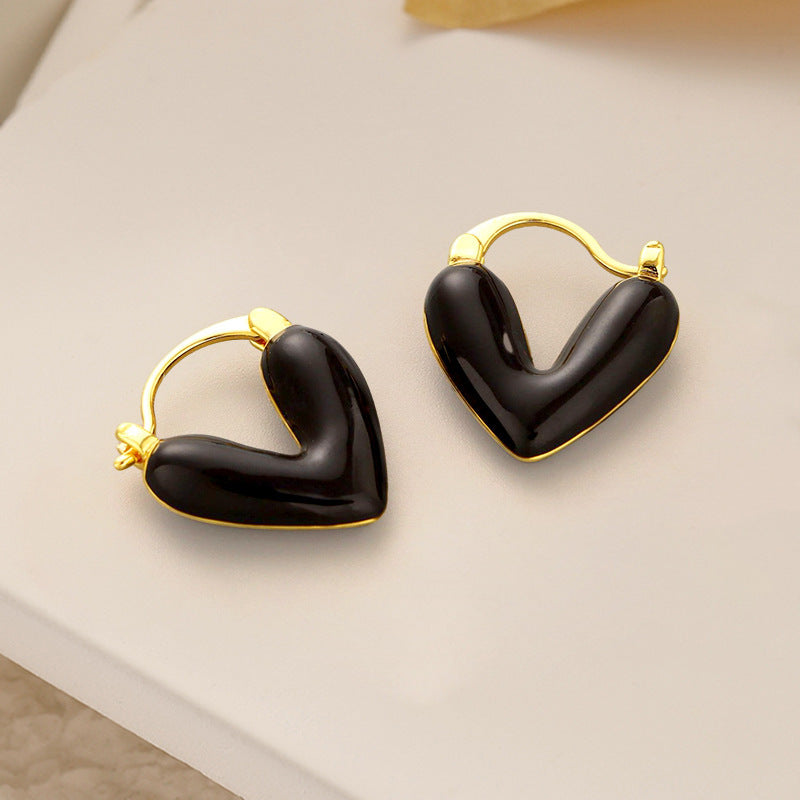French Vintage Enamel Spiral Earrings for Women