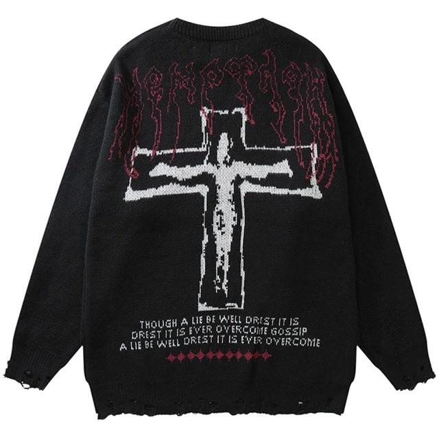 Y2K Grunge Vintage Ripped Knit Sweaters Streetwear