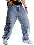 Ylingjun Baggy Jeans for Men Casual Loose Fit Hip Hop Skateboard Baggy Denim Pants (Light Blue 101 40)