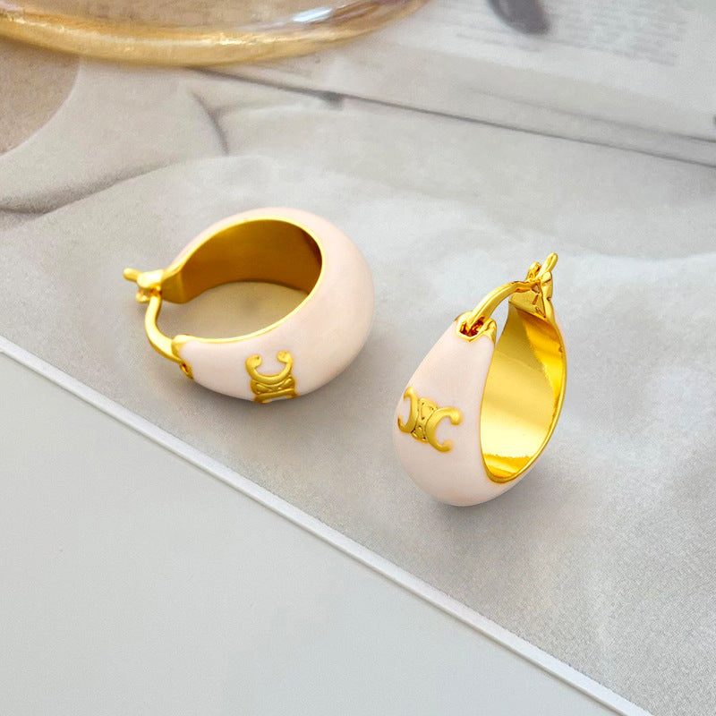 French Vintage Enamel Spiral Earrings for Women