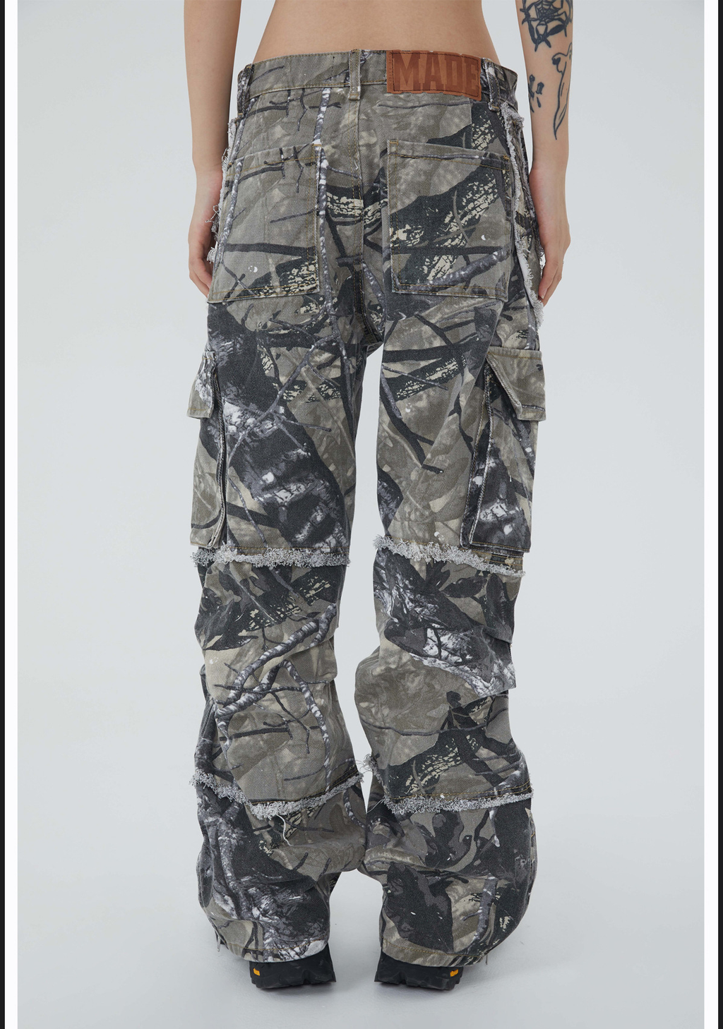 Camouflage Y2K Baggy Flare Cargo Jeans for Men