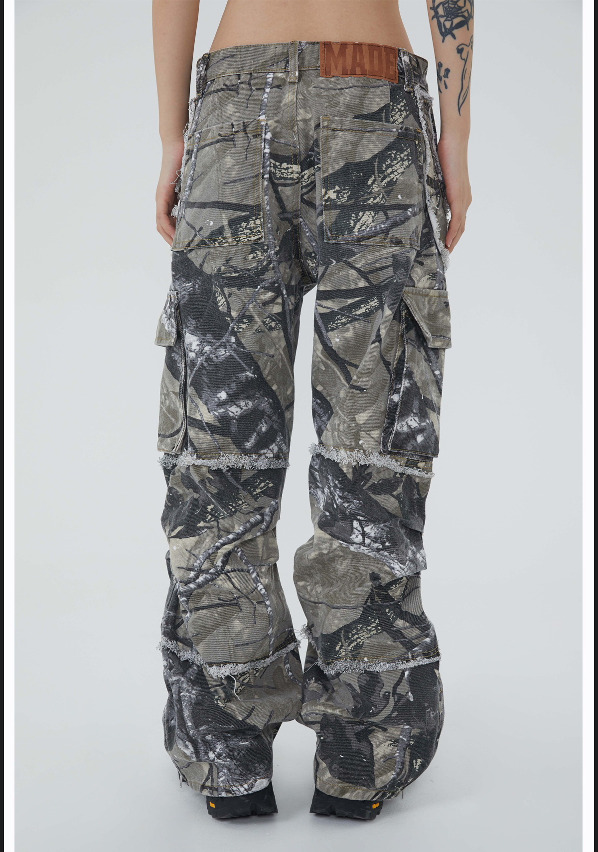 Camouflage Y2K Baggy Flare Cargo Jeans for Men