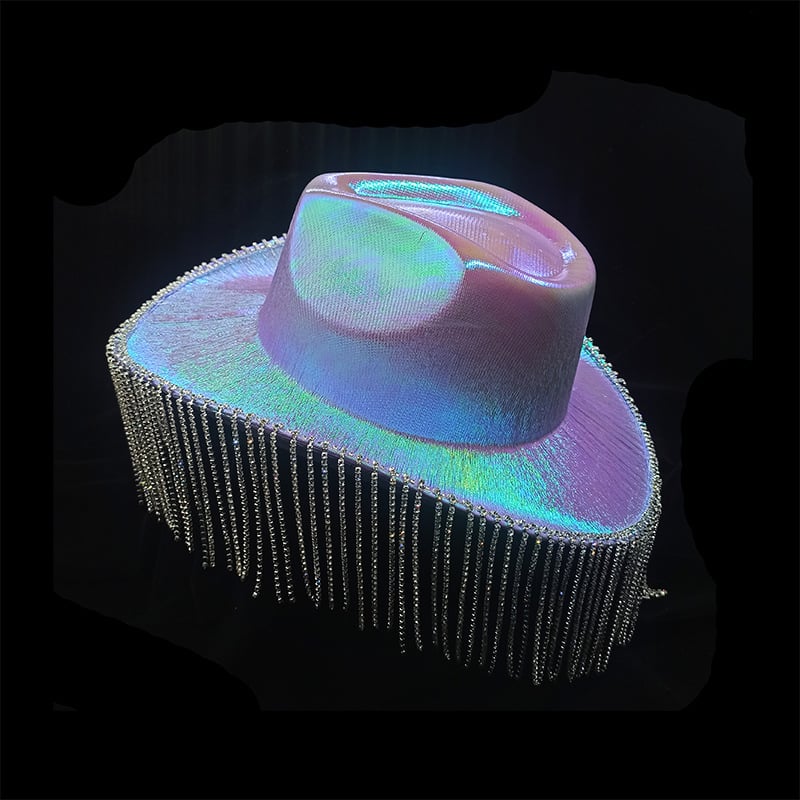 Western Diamond Tassel Cowboy Hat with Illusion Design