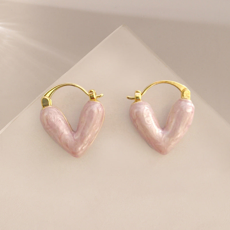 French Vintage Enamel Spiral Earrings for Women