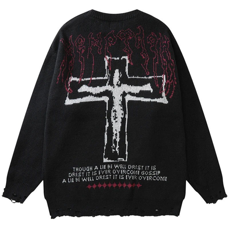 Y2K Grunge Vintage Ripped Knit Sweaters Streetwear