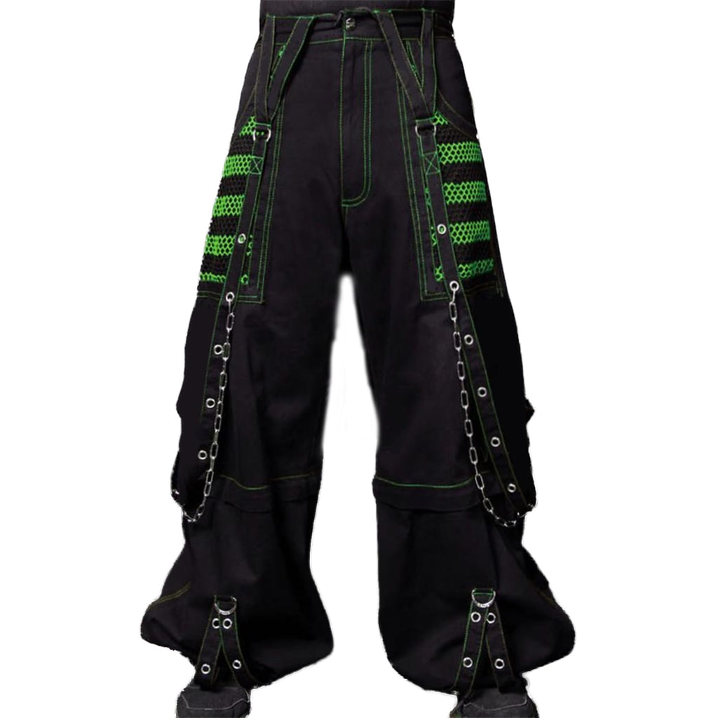 Pivanzore Women Cargo Pants Gothic Striped Low Waist Wide Leg Baggy Jeans Y2k Hip Hop Denim Pants Emo Grunge Streetwear Jeans(GreenMedium)