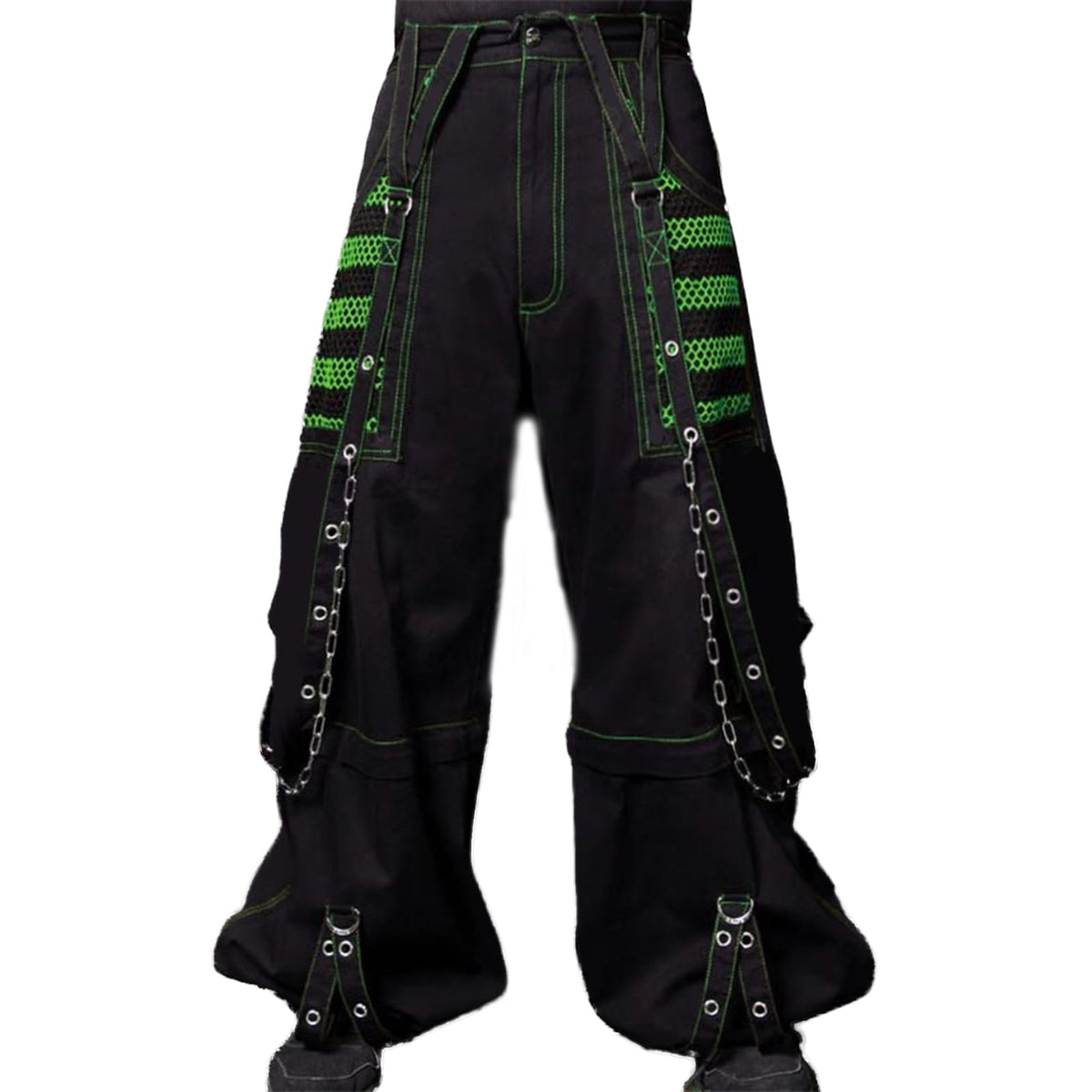 Pivanzore Women Cargo Pants Gothic Striped Low Waist Wide Leg Baggy Jeans Y2k Hip Hop Denim Pants Emo Grunge Streetwear Jeans(GreenMedium)