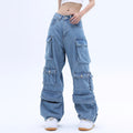 American High Street Washed Multi-pocket Baggy Jeans