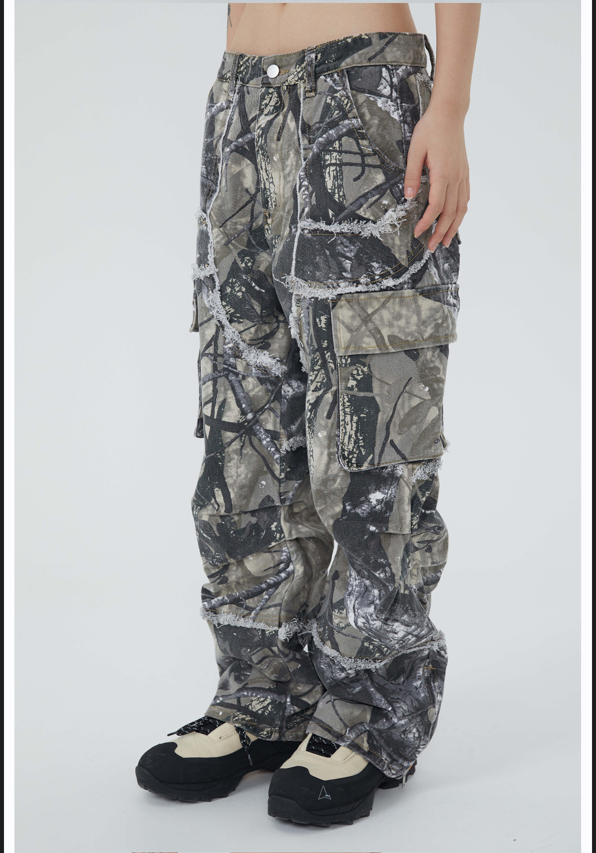 Camouflage Y2K Baggy Flare Cargo Jeans for Men