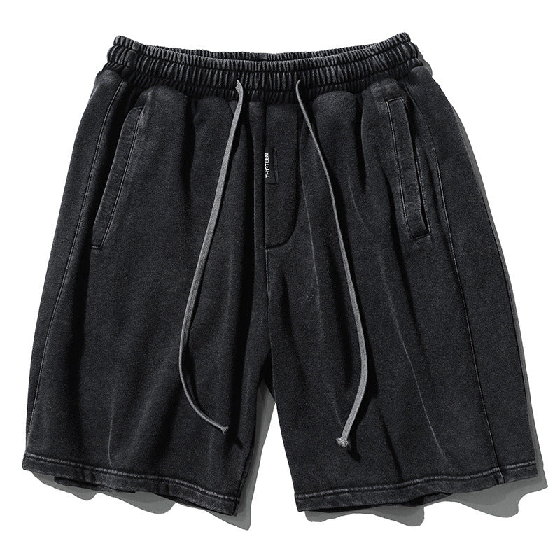 Men's Black Distressed Retro Streetwear Shorts