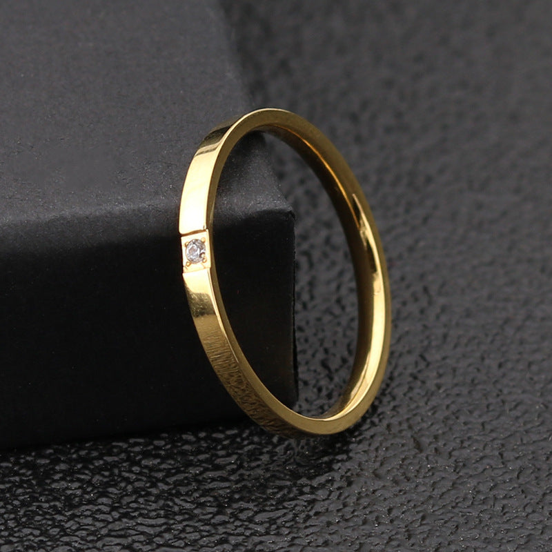 Creative Titanium Steel Zircon Fashion Ring