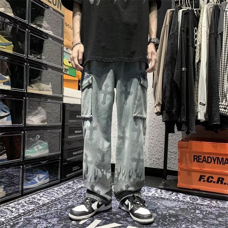 Cross Splash Ink Wash Jeans for Men