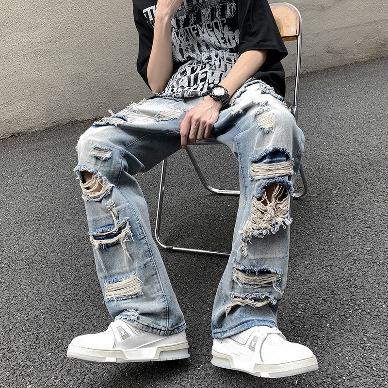 Couple Design Perforated Jeans for Men