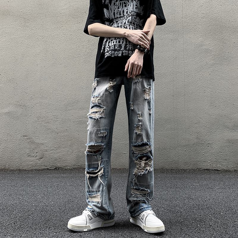 Couple Design Perforated Jeans for Men
