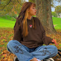 Embroidered Loose Round Neck Sweatshirt for Women