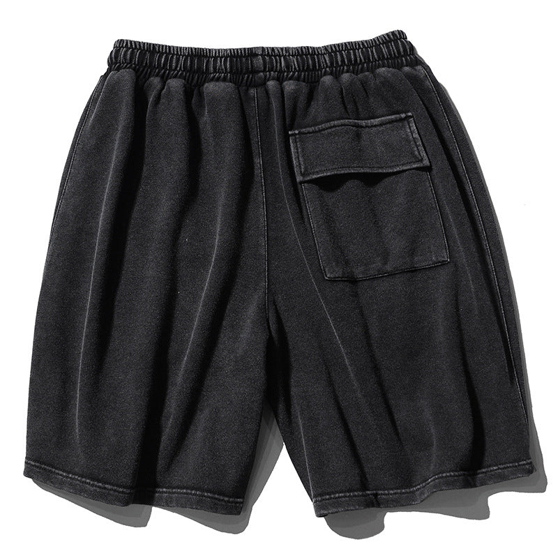 Men's Black Distressed Retro Streetwear Shorts
