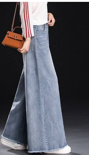 Raw Hem Wide Leg Jeans for Women - Baggy Trousers