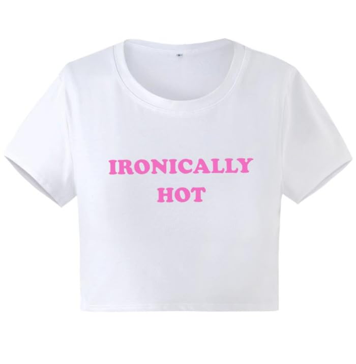 Baby Tees for Teen Girls Y2K Letter Print Crop Top Grunge Women T-Shirt