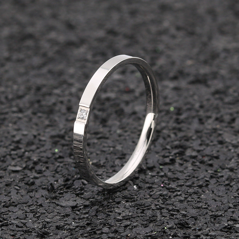 Creative Titanium Steel Zircon Fashion Ring