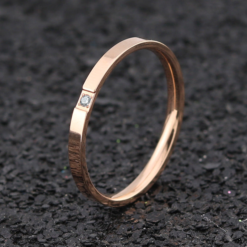Creative Titanium Steel Zircon Fashion Ring