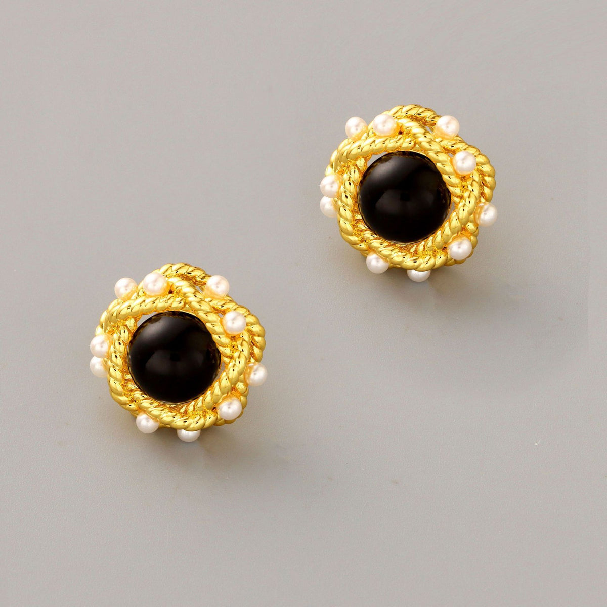 French Vintage Enamel Spiral Earrings for Women