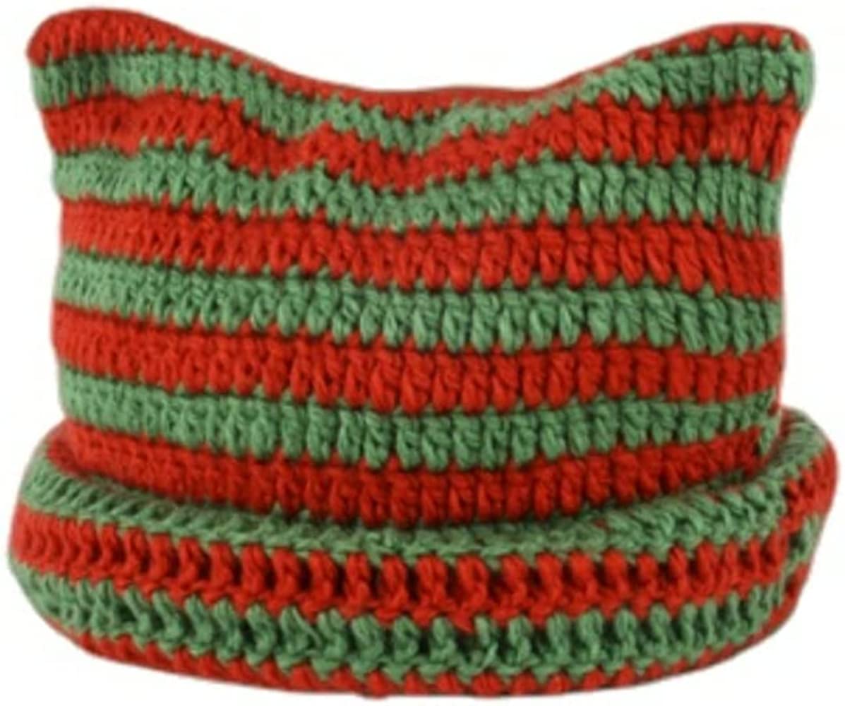 Ponitrack Crochet Hats for Women Cat Beanie Vintage Beanies Women Grunge Accessories Slouchy Beanies for Women (REDOne Size)