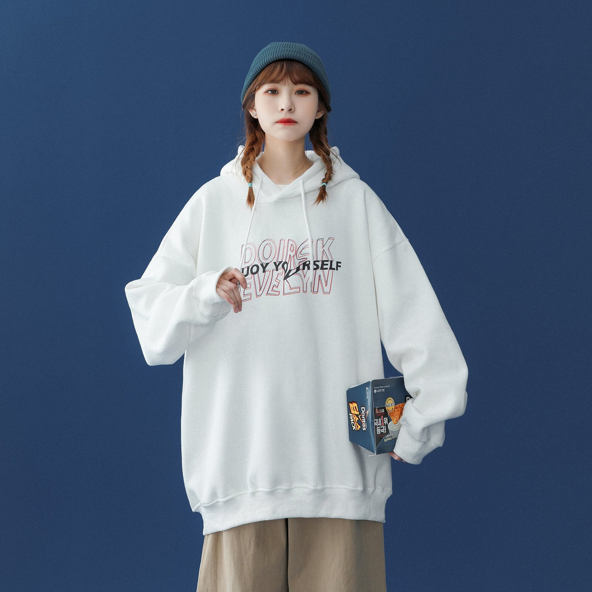 Autumn Lake Blue Couple Tops for National Tide Fashion