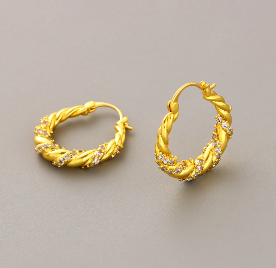 French Vintage Enamel Spiral Earrings for Women