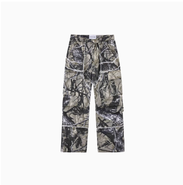 Camouflage Y2K Baggy Flare Cargo Jeans for Men