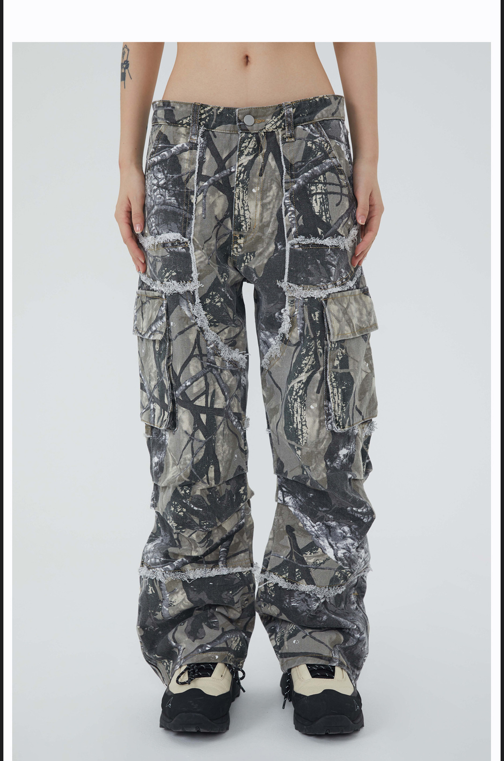 Camouflage Y2K Baggy Flare Cargo Jeans for Men