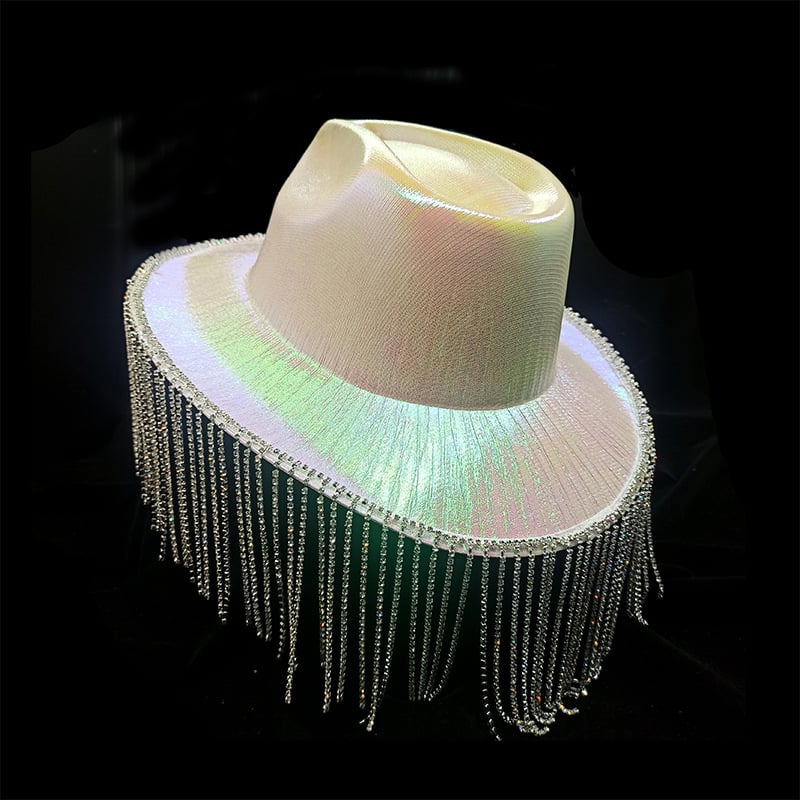 Western Diamond Tassel Cowboy Hat with Illusion Design