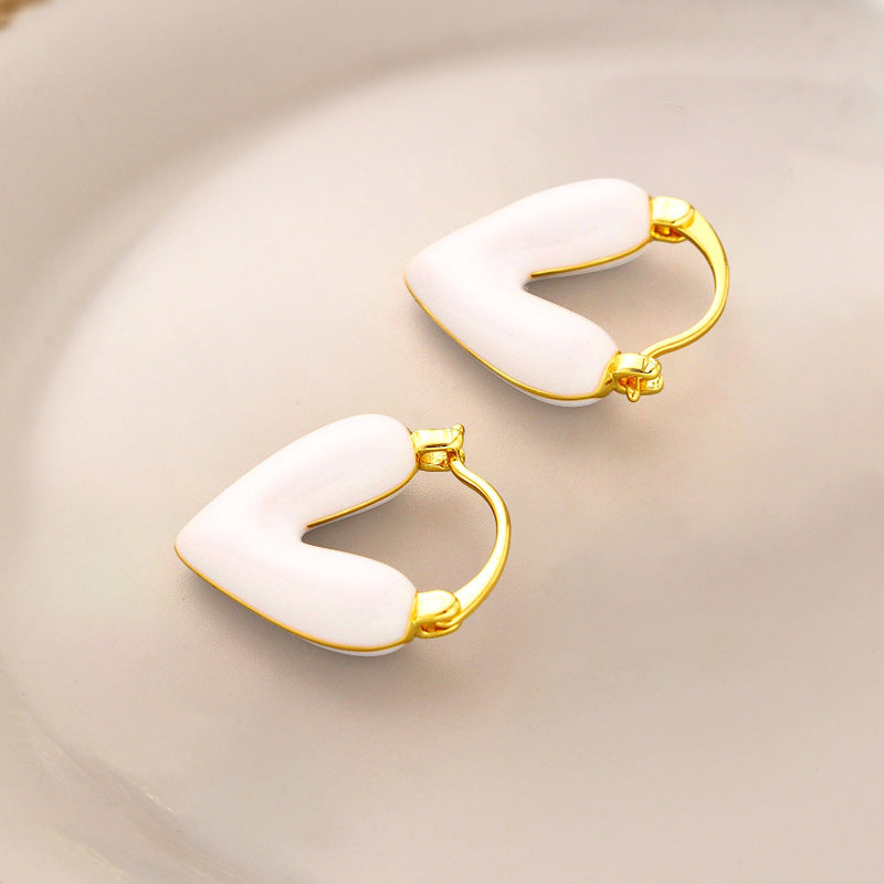 French Vintage Enamel Spiral Earrings for Women